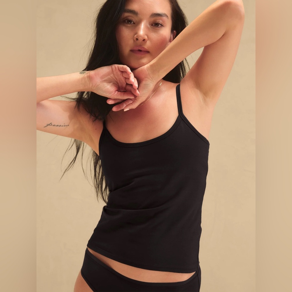 NEW MATE THE LABEL ORGANIC COTTON CAMI IN JET BLACK S